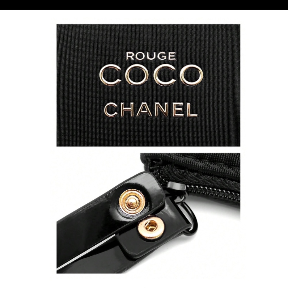 New CHANEL  Black Mini Makeup Bag Lipstick Organizer Coin Pouch - Picture 3 of 5